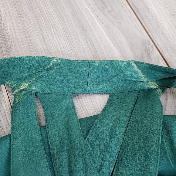 Vintage Knapp Studio Sleeveless Buttoned Halter Neck Dress Emerald Green Size 7 - Picture 7 of 11